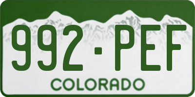 CO license plate 992PEF