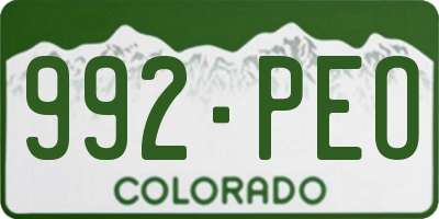 CO license plate 992PEO