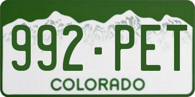 CO license plate 992PET