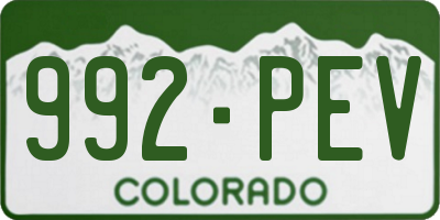 CO license plate 992PEV