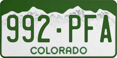 CO license plate 992PFA