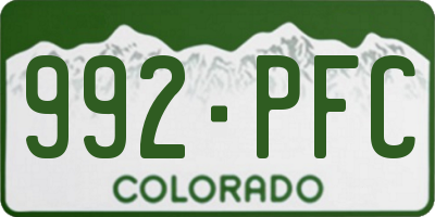 CO license plate 992PFC