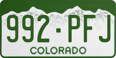 CO license plate 992PFJ