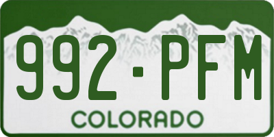 CO license plate 992PFM