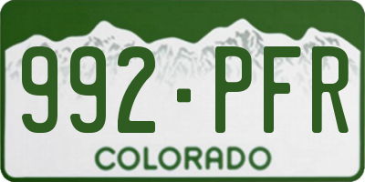 CO license plate 992PFR
