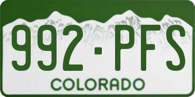 CO license plate 992PFS