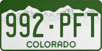 CO license plate 992PFT