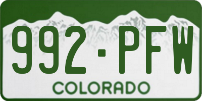 CO license plate 992PFW