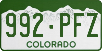 CO license plate 992PFZ