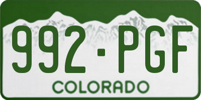 CO license plate 992PGF
