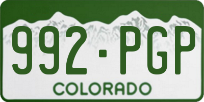 CO license plate 992PGP