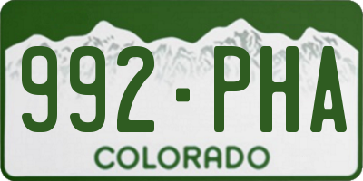 CO license plate 992PHA
