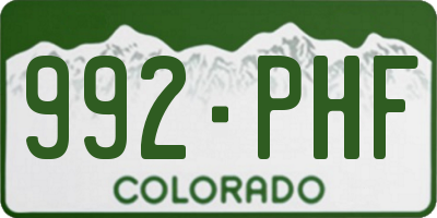 CO license plate 992PHF