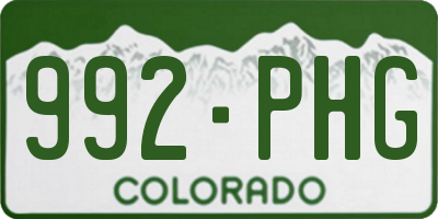 CO license plate 992PHG