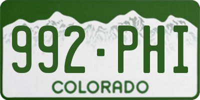 CO license plate 992PHI