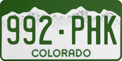 CO license plate 992PHK