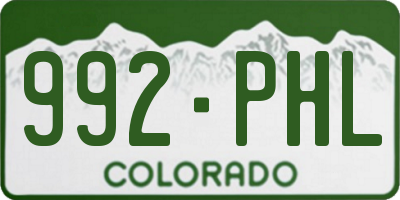 CO license plate 992PHL