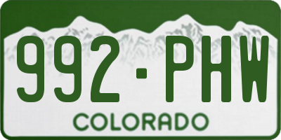 CO license plate 992PHW