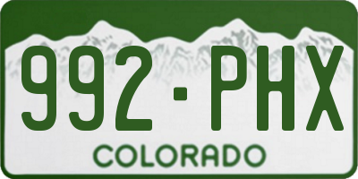CO license plate 992PHX