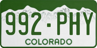 CO license plate 992PHY