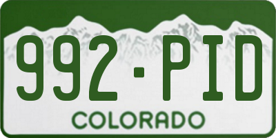 CO license plate 992PID
