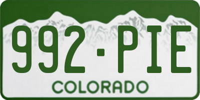 CO license plate 992PIE
