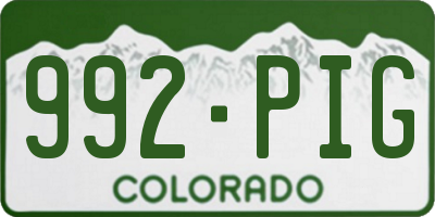 CO license plate 992PIG