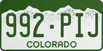 CO license plate 992PIJ