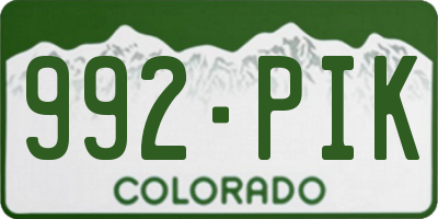 CO license plate 992PIK
