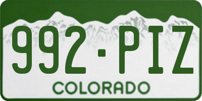 CO license plate 992PIZ
