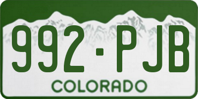 CO license plate 992PJB