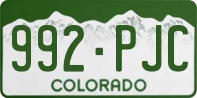 CO license plate 992PJC