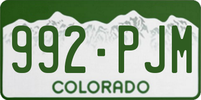 CO license plate 992PJM