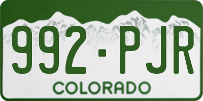 CO license plate 992PJR