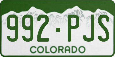 CO license plate 992PJS