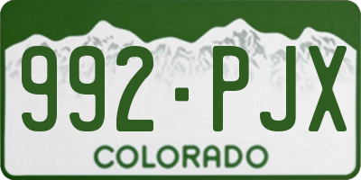 CO license plate 992PJX