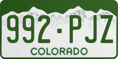 CO license plate 992PJZ