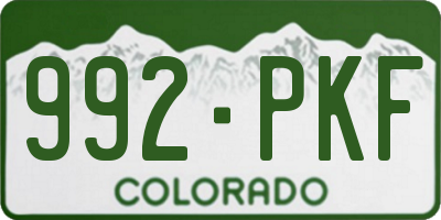 CO license plate 992PKF