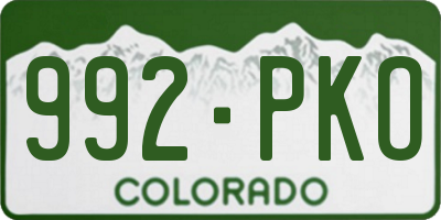 CO license plate 992PKO