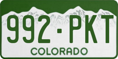 CO license plate 992PKT