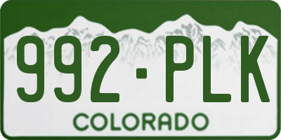 CO license plate 992PLK