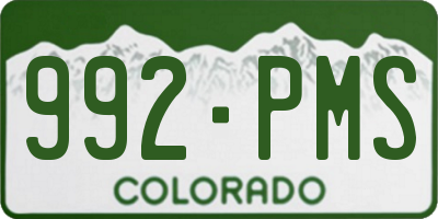CO license plate 992PMS