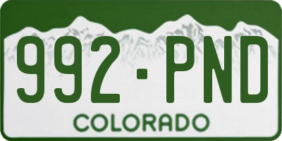 CO license plate 992PND