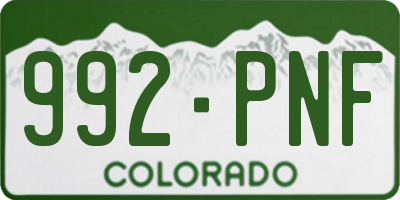 CO license plate 992PNF