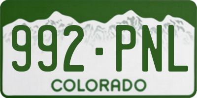 CO license plate 992PNL