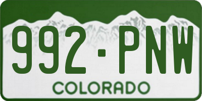 CO license plate 992PNW