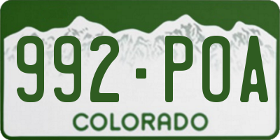 CO license plate 992POA