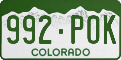 CO license plate 992POK
