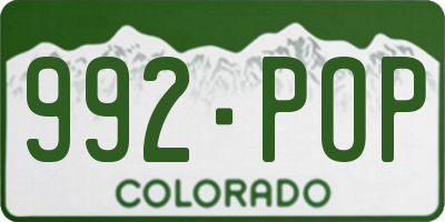 CO license plate 992POP