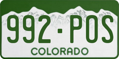 CO license plate 992POS